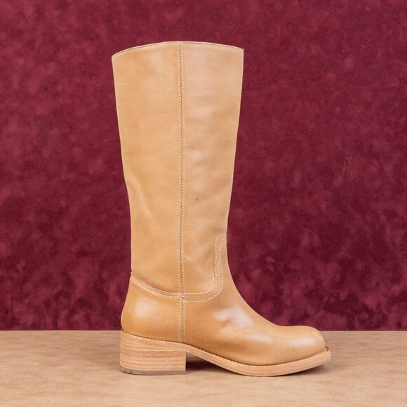 Steve Madden Women Riggs Tan Leather Square Toe Slip-on Knee Boots sz 6 - Picture 10 of 10